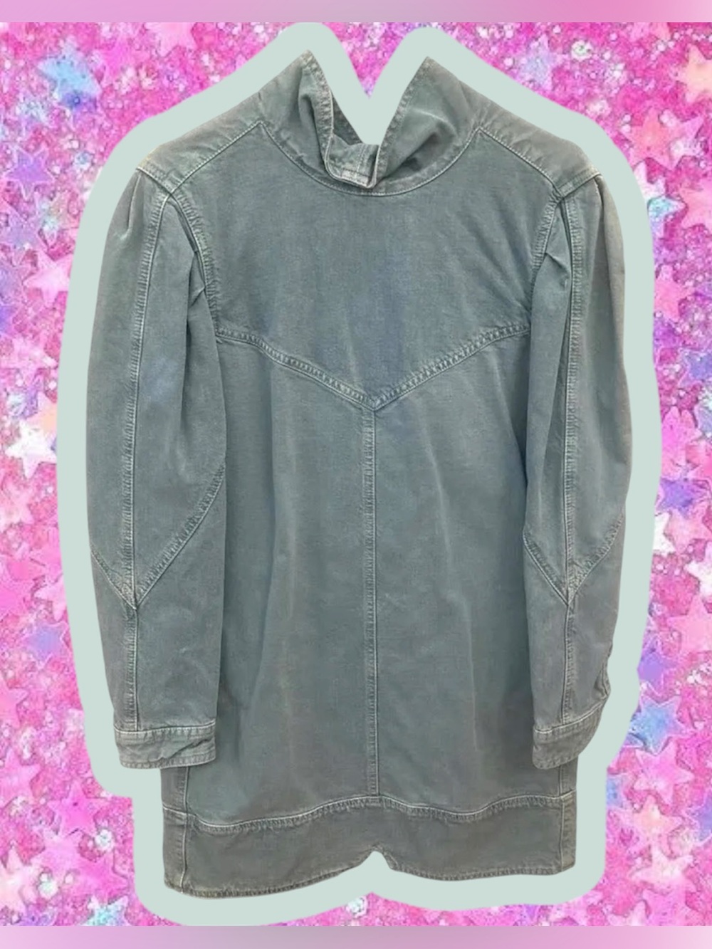 Isabel Marant Rholmy denim mini dress green 8 10 1980s jacket 80s reversible